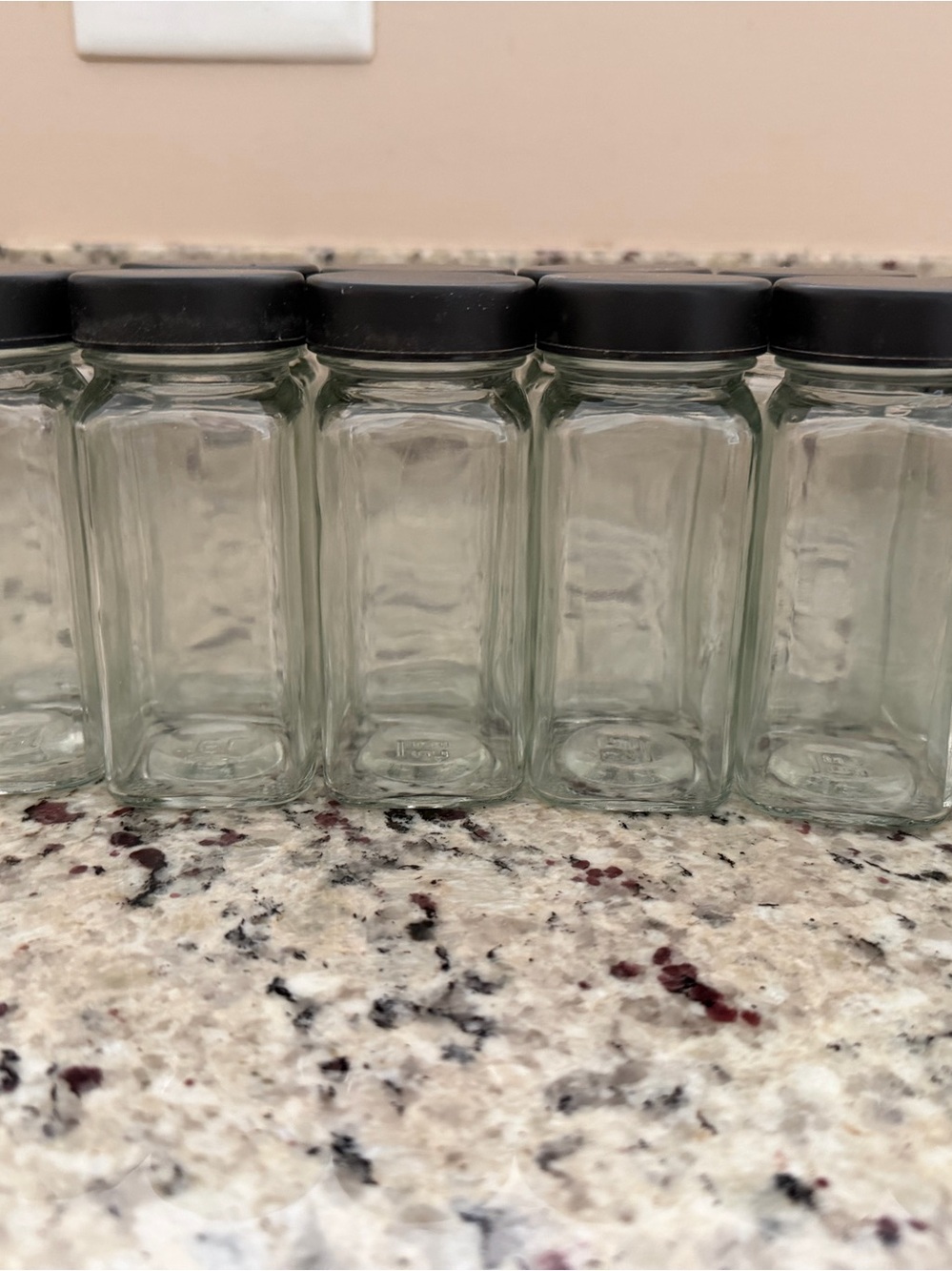 Glass Spice Jars with Black Lids - Set of 5